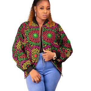 Women African print Reversible Bomber Jacket